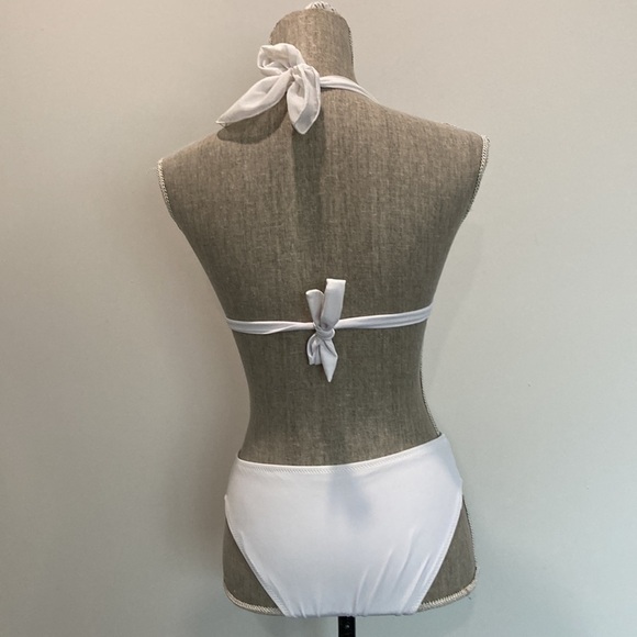 White Side Cut Outs One Piece Swim Suit - Picture 6 of 16